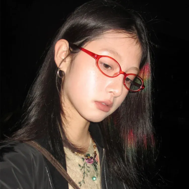Y2K小框方圆墨镜凹造型千禧年代时尚眼镜个性小众审美女窄框眼镜
