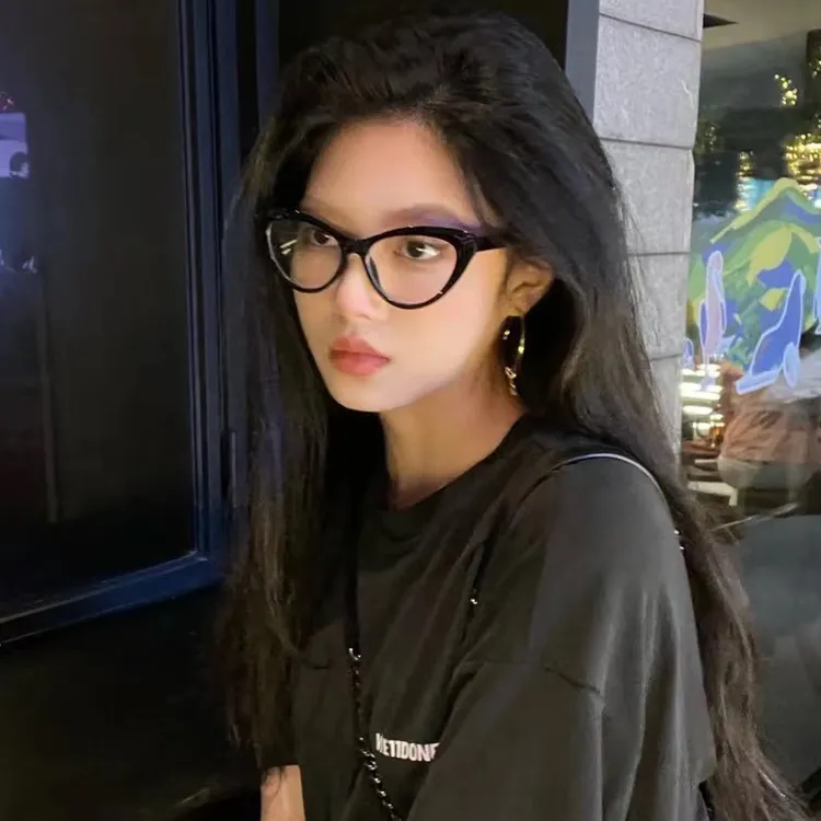 个性猫眼眼镜框女网红街拍凹造型欧美风ins防蓝光辐射近视眼镜潮