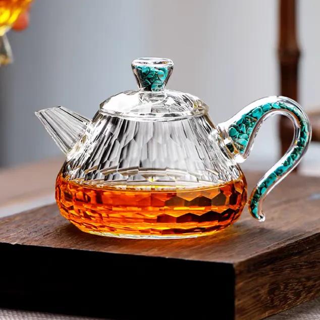 绿松石水晶功夫茶具套装高档轻奢泡茶壶家用中式茶壶冲茶器