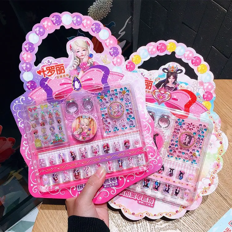 儿童指甲贴片叶罗丽冰公主女童贴钻DIY小孩美甲套装玩具艾莎贴纸