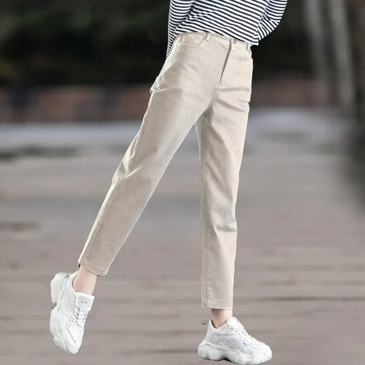 牛仔裤女2025年秋季新款高腰显瘦宽松哈伦小脚裤小个子萝卜老爹裤