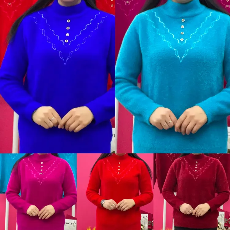 冬季中老年妈妈装加厚仿水貂绒毛衣保暖时尚上衣