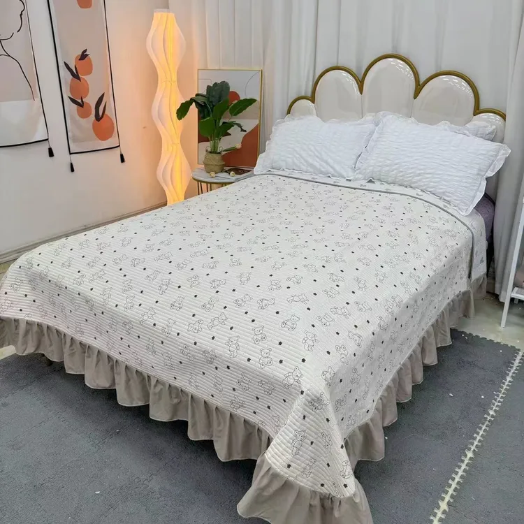 【四季床盖】2025A类母婴水洗棉床盖花边韩式床单爆款新款裙边学生A