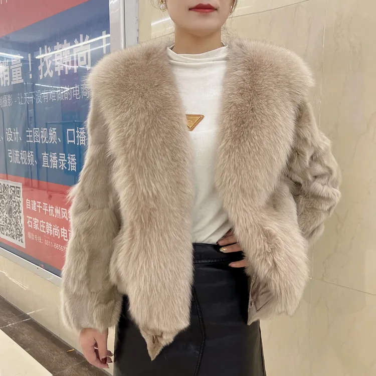 【洋气百搭】狐狸大毛领海宁新款保暖洋气时尚短款外套女装