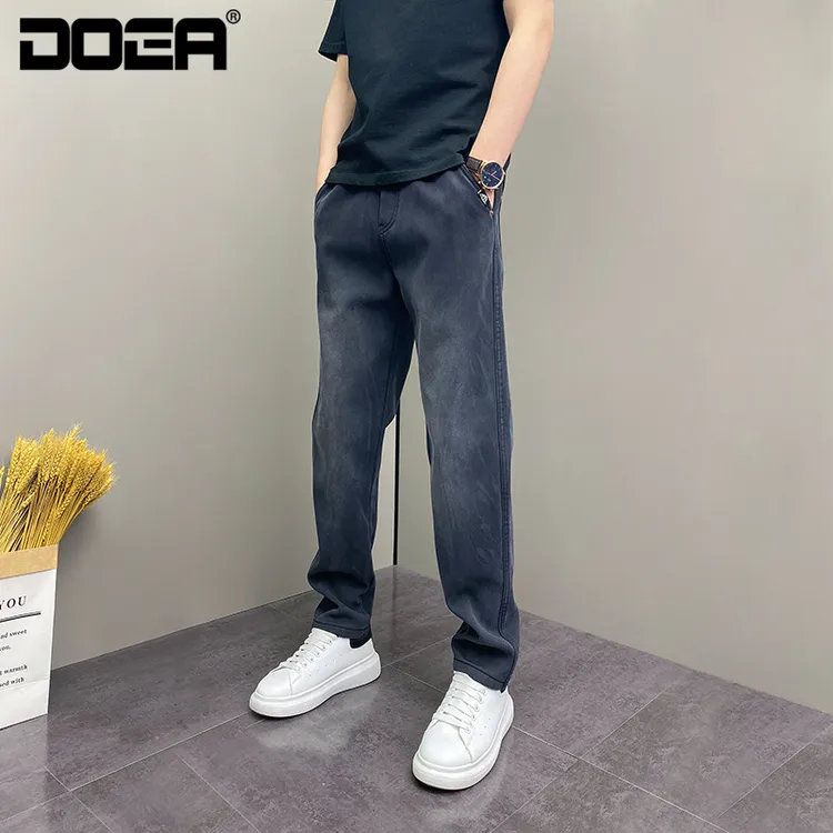 2025春秋季修身时尚直筒裤男士痞帅复古水洗牛仔裤百搭弹力卫裤子