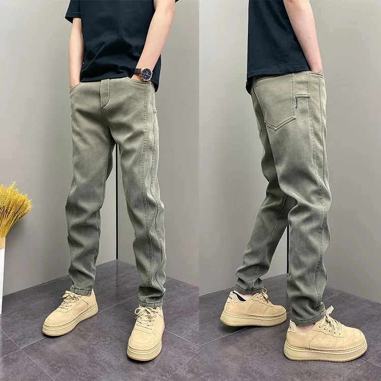 复古渐变水洗牛仔裤2025春季修身时尚直筒裤男士原创爆款休闲长裤