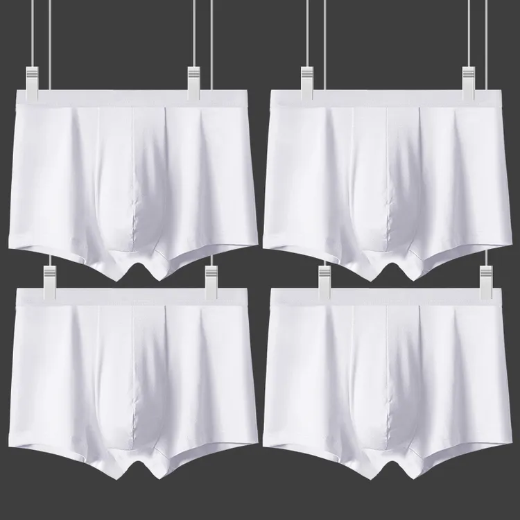 新款高端男士内裤青少年纯棉平角纯白宽松大码短裤100%全棉四角裤