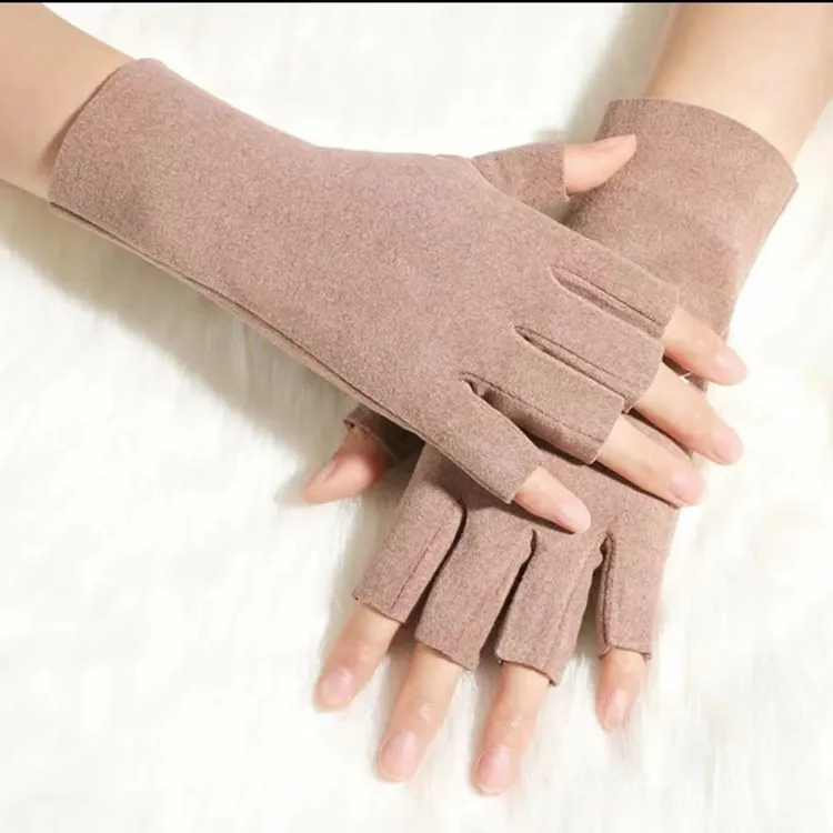 D.R半指手套女男 德绒加绒保暖防寒男女彩色敲键盘无指办公室露指