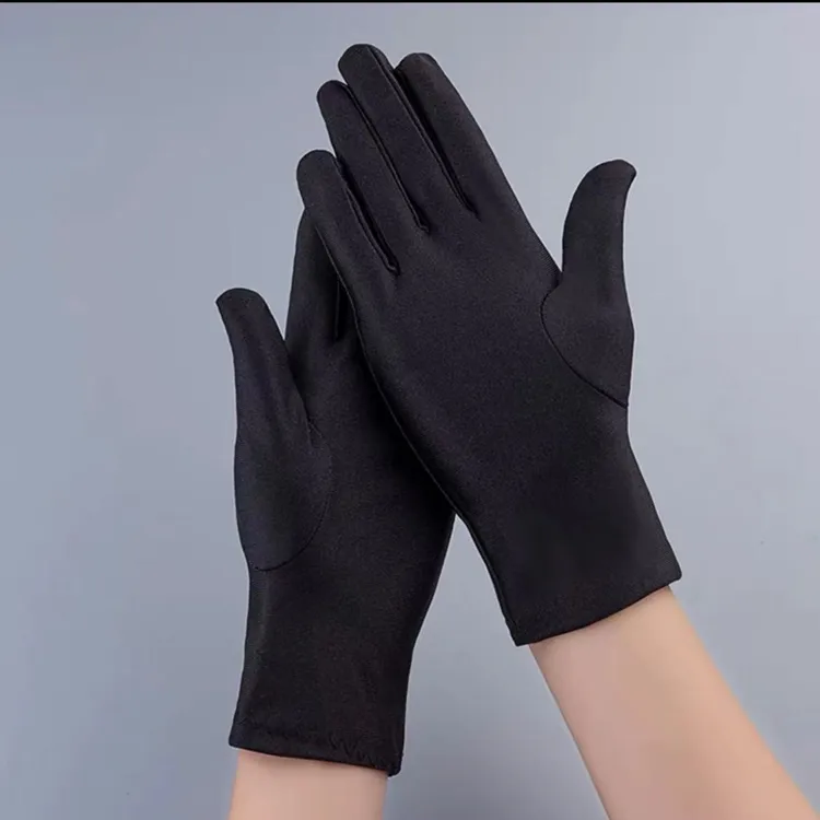 D.R简约纯色黑色加绒净版弹力手套男女同款 秋冬体操礼仪舞蹈骑车