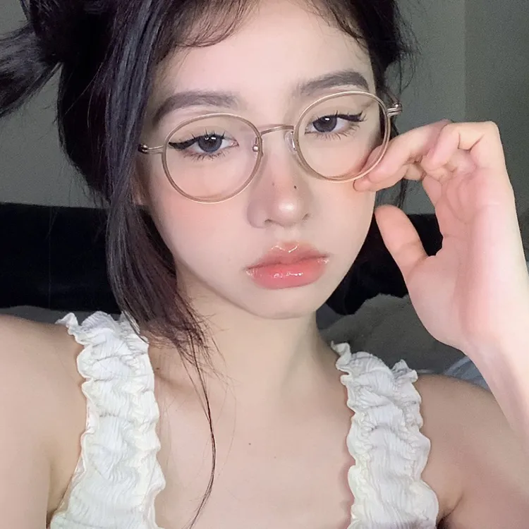 韩系近视眼镜框女超轻金丝边素颜可配度数金属细框装饰眼镜显脸小