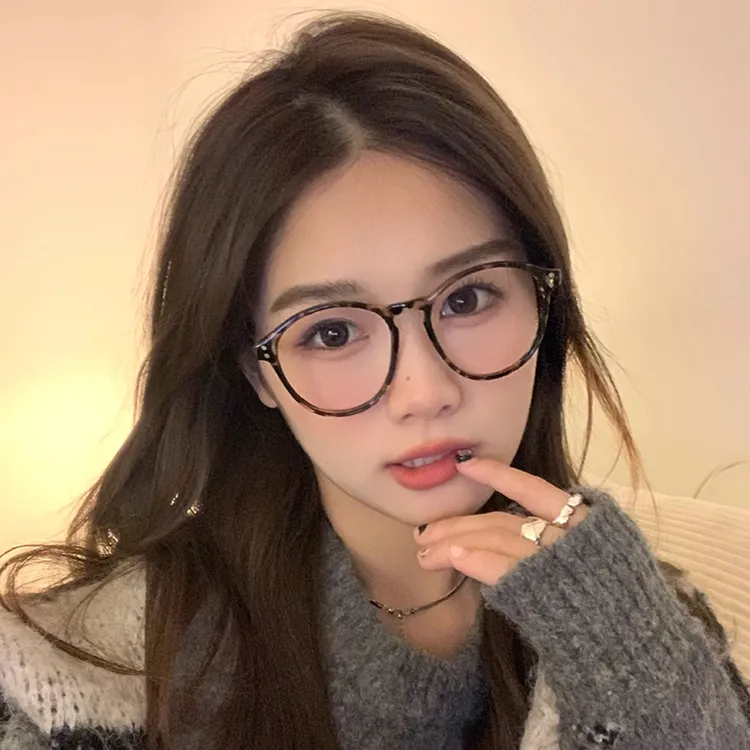 复古玳瑁色防蓝光眼镜素颜神器女学生可配度数豹纹框方圆脸显脸小