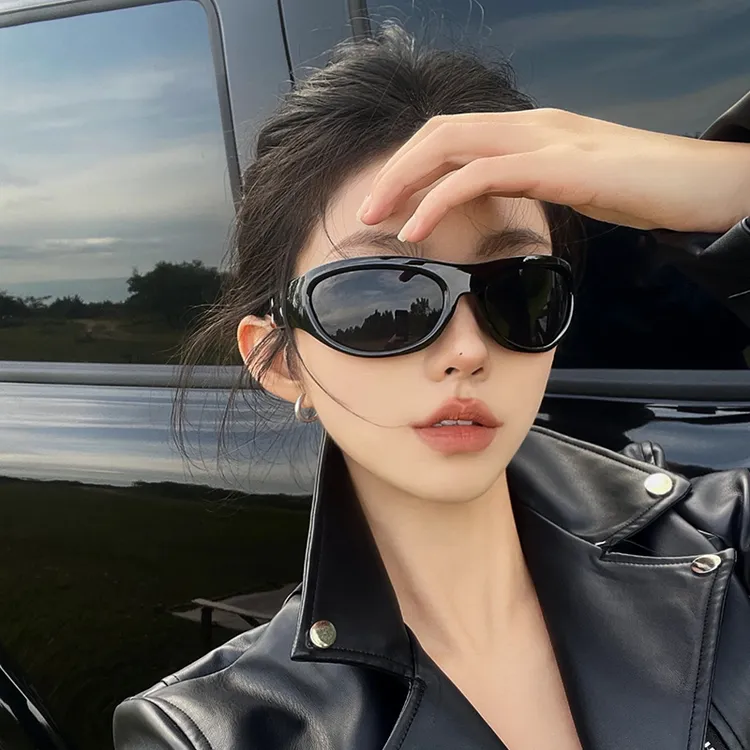 欧美椭圆个性复古gm墨镜女潮韩版方圆脸显瘦高级感2023新款太阳镜