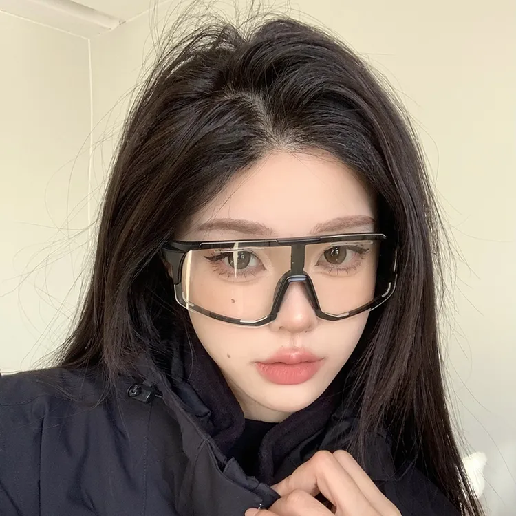 时尚超大黑框透明骑行运动骑行眼镜女夜视防风沙大框显瘦个性墨镜