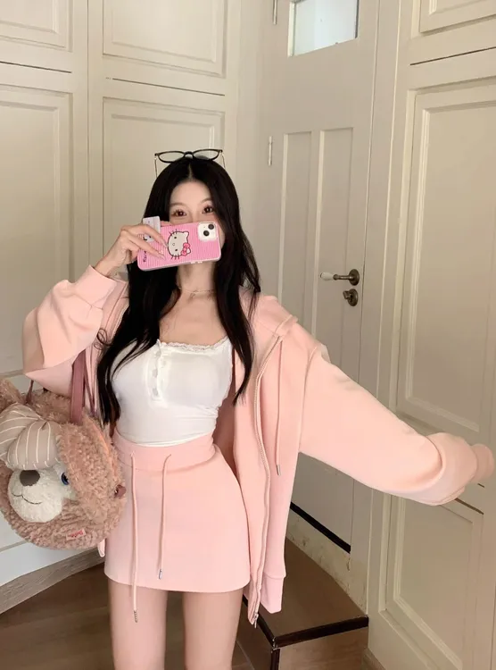 【女神节】显瘦半身裙套装外套女装半身裙灰色半身裙两件套开春洋气