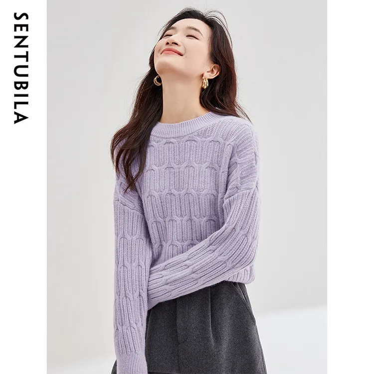 半高领357针时尚多色气质提花套头圆领毛衣44336X