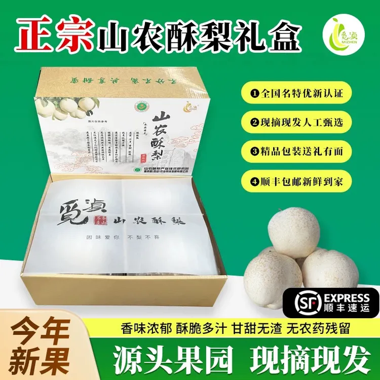 山农酥梨礼盒装4个装脆甜多汁梨农大梨个大皮薄