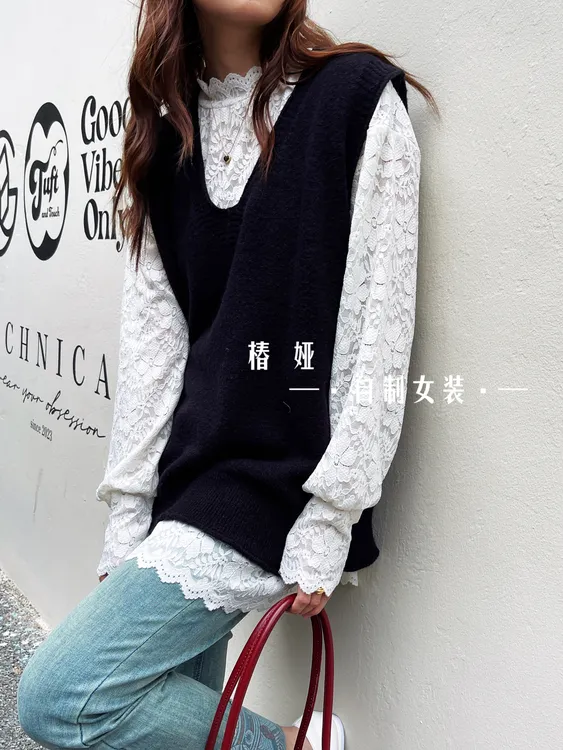 【椿娅】｛极简马甲｝韩系小众定制时尚百搭绵羊绒宽松马甲