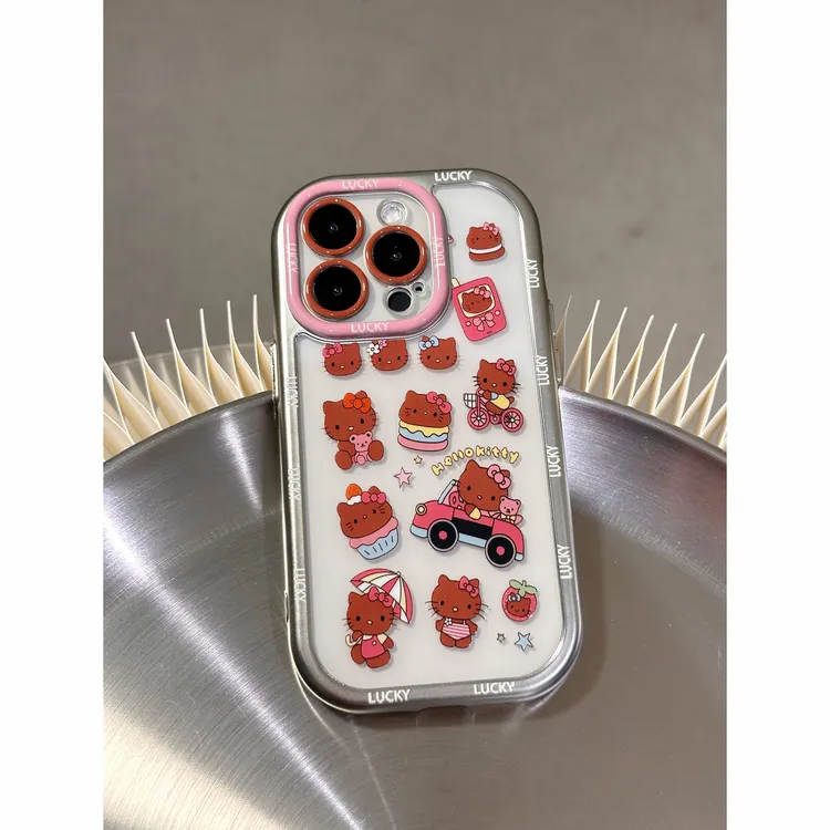 ins棕色汽车KT电镀适用苹果13/14pro华为MATE60/P70/vivo手机壳