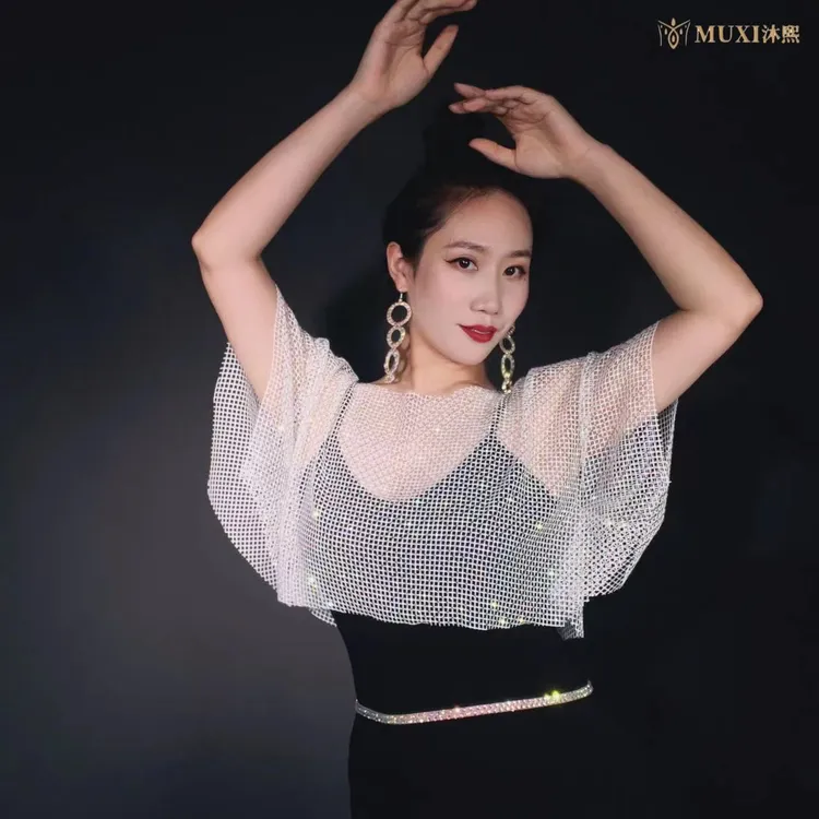 【星空】网钻上衣肚皮舞舞衣练功服沐熙家新款百搭