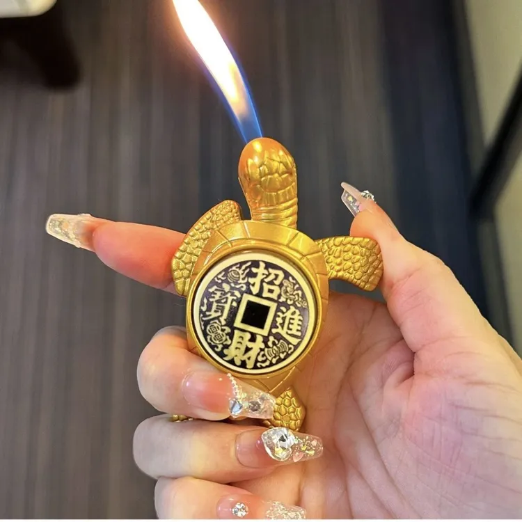 创意小乌龟打火机小巧迷你把玩件个性金龟摆件高档礼物潮手工充气