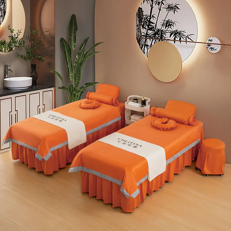 新款美容院专用床罩四件套高级感按摩理疗床单加厚款通用美业定制