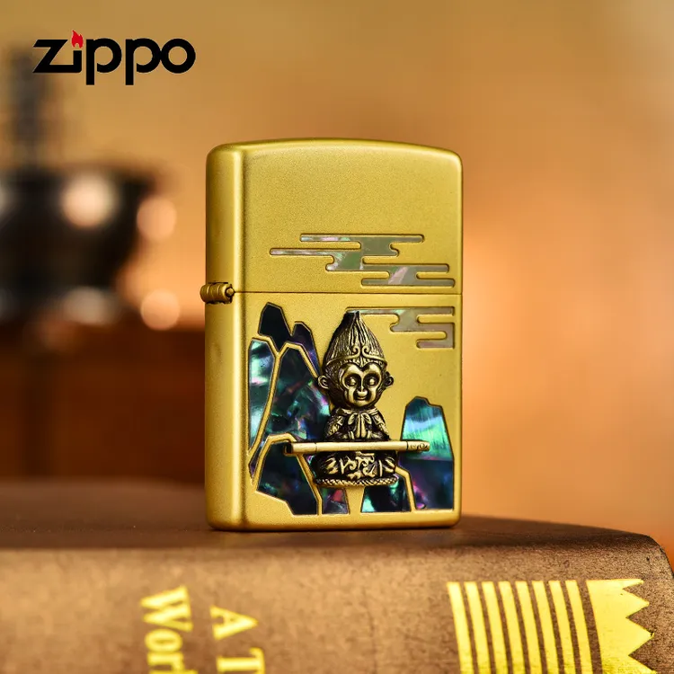 zippo正版打火机镀金贴章贝壳意中人情人节原装防风送礼DY9802GQ