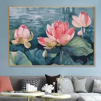 出水芙蓉  大格四股绣60*85厘米  26色满绣 荷花  蒙娜丽莎十字绣
