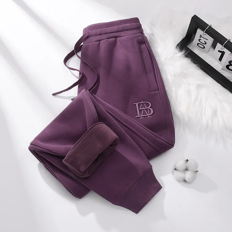 高端茄紫色运动裤女士春秋款舒适小脚跑步外穿宽松显瘦休闲卫裤