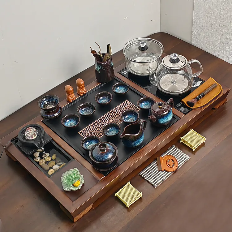 全自动功夫茶具套装带烧水一体家用办公室整套高端泡茶盘桌面专用
