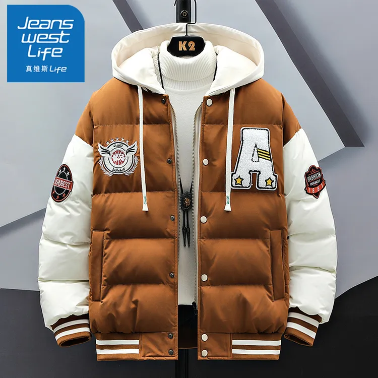 【王一博代言】真维斯无界连帽棉衣男士秋冬季潮牌加绒加厚棉服外套