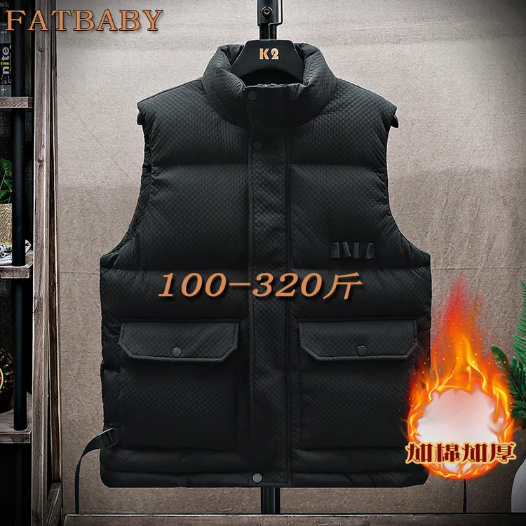 美式马甲加棉大码男秋冬季宽松青少年理肌感无袖保暖休闲背心男