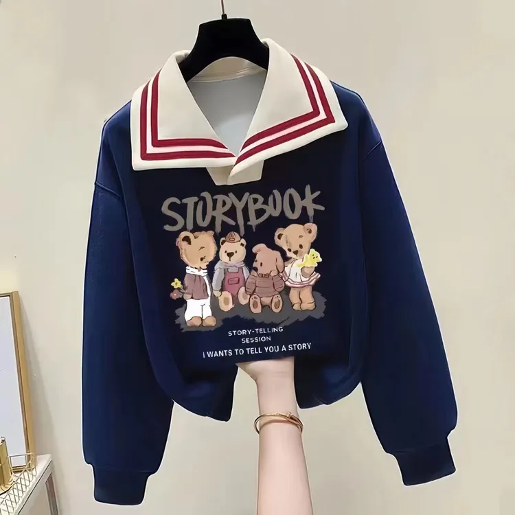 女童春季卫衣2025新款中大童炸街儿童卡通春秋学院风洋气时髦上衣
