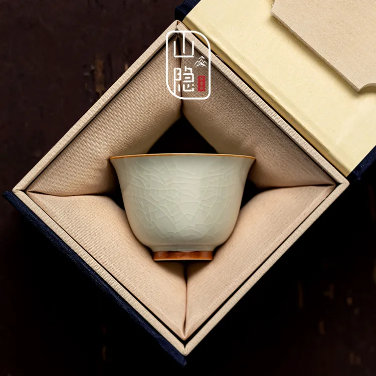 山隐趣事斋汝窑高档陶瓷主人杯手工家用简约复古大号铃铛杯斗笠杯