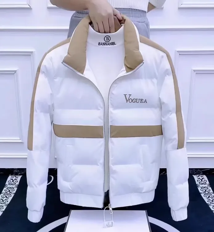 潮流新款男款立领显瘦短款帅气棉衣男修身气质男士拼色拉链棉服潮