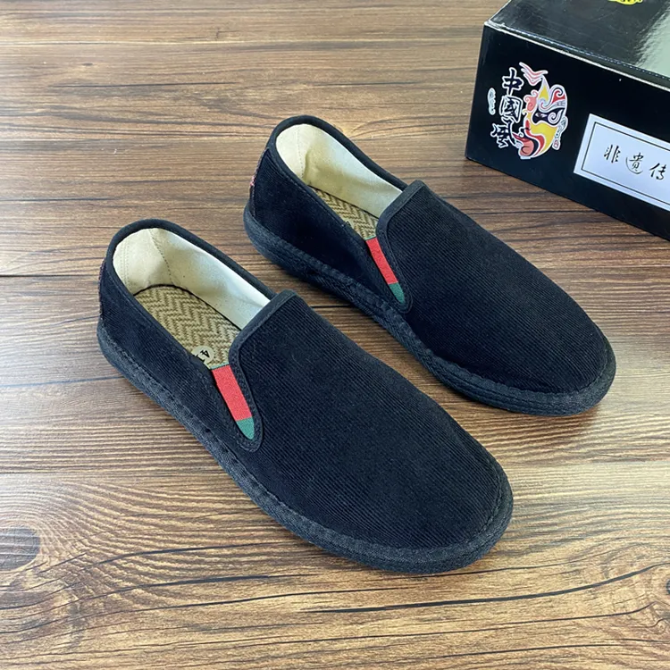 纯色灯芯绒潮流低帮布鞋舒适老北京布鞋软底工作鞋传统千层底男款