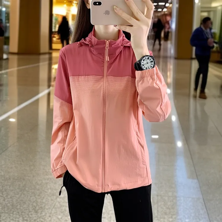 拼色防晒衣女款防紫外线夏季薄款外套弹力透气户外运动休闲皮肤衣