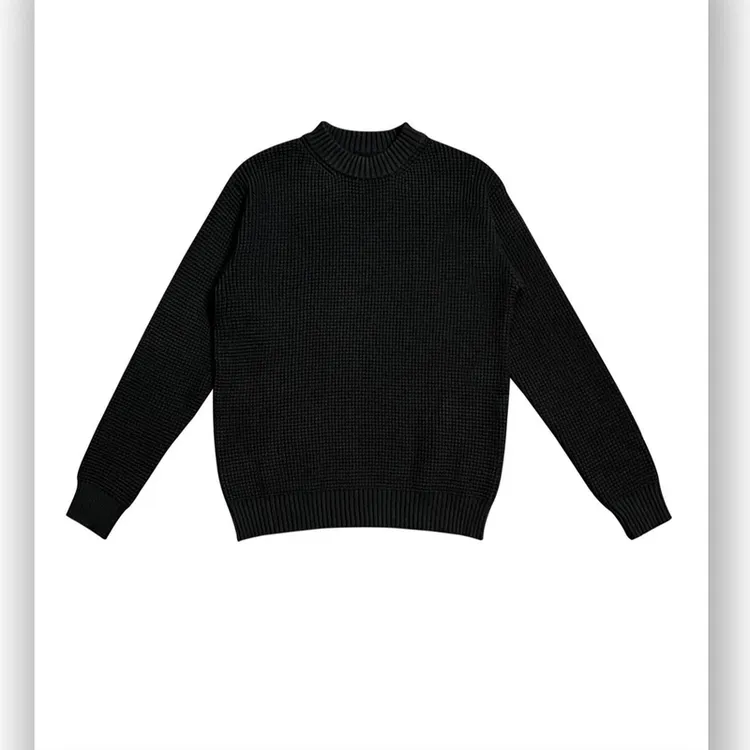 男士秋冬季重磅轻奢菠萝纹套头毛衣加厚圆领纯色肌理感内搭针织衫