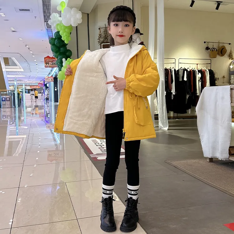 女童冬季加厚派克服新款中大童防风保暖2025爆款连帽加绒加厚外套