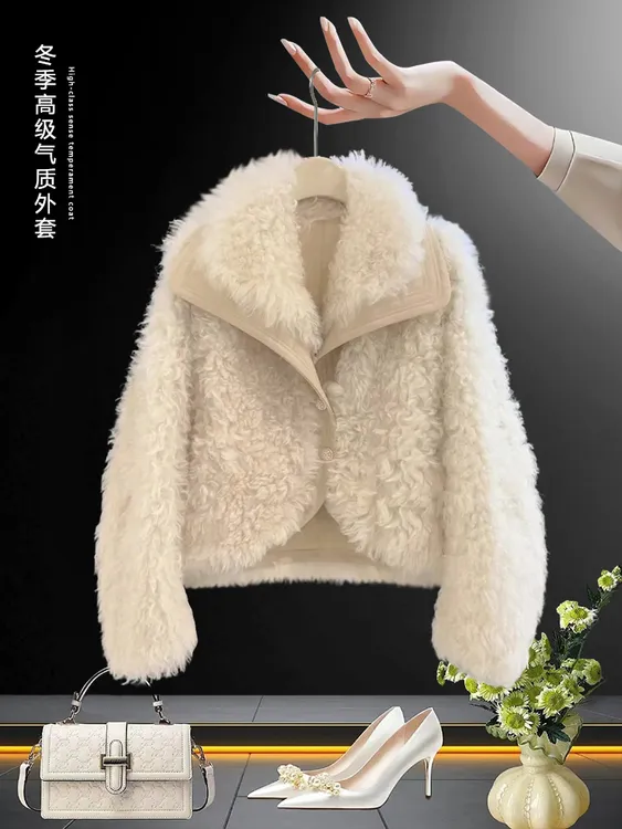 宽松慵懒风气质高级感超好看外套休闲上衣女2024冬新款皮毛一体潮