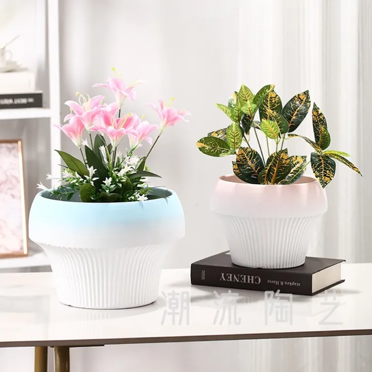个性独特新款轻奢陶瓷花盆高颜值北欧风格室内室外绿植通用盆爆款