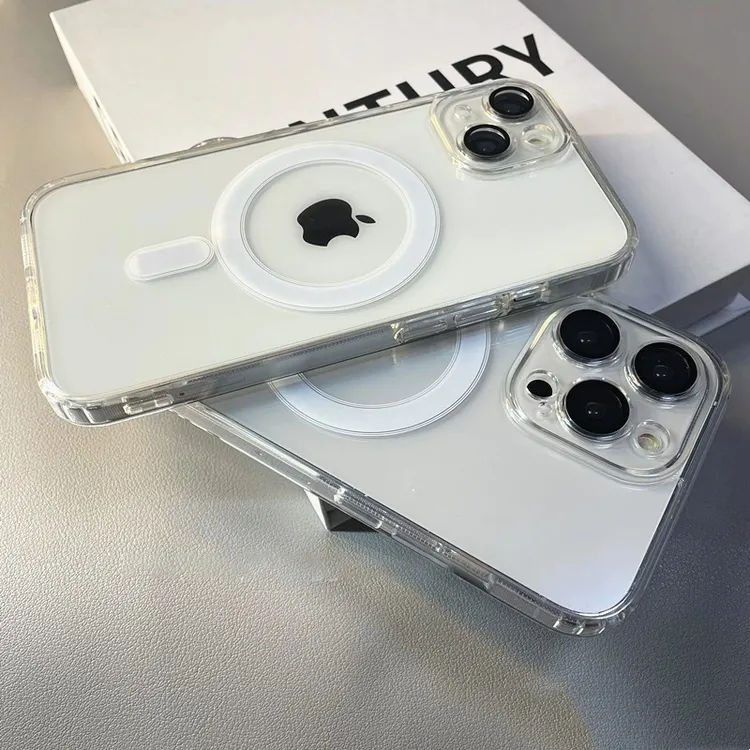 磁吸不发黄透明硬壳亚克力iPhone15pro苹果13手机壳Magsafe保护套