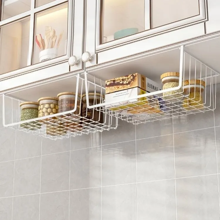 厨房柜子里置物架挂篮桌下衣柜收纳架吊柜分层隔板橱柜分层架