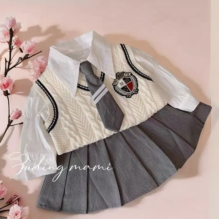 女童套装秋季新款洋气儿童学院风公主裙马甲衣服jk短裙子春秋学生