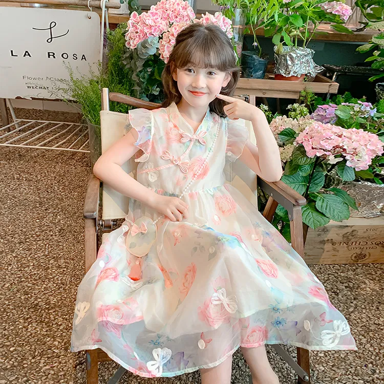 女童连衣裙夏装2025新款儿童国风中式汉服小女孩洋气公主连衣裙