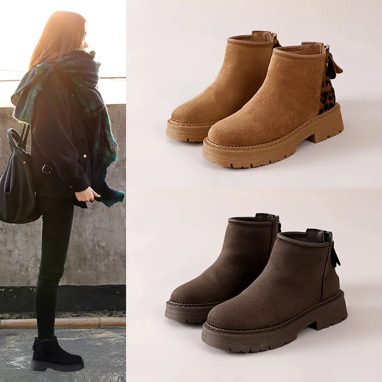 马丁靴勃肯鞋女复古高帮短靴新款厚底女鞋ins增高百搭女靴拉链鞋