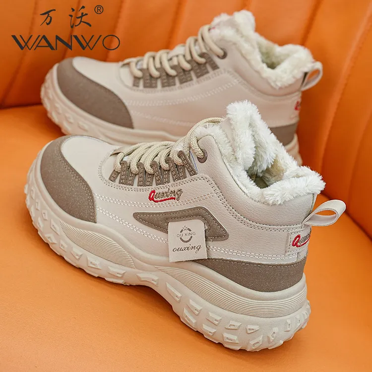 厚底高帮老爹鞋女加绒加厚棉鞋2024冬季新款保暖鞋韩版休闲运动鞋