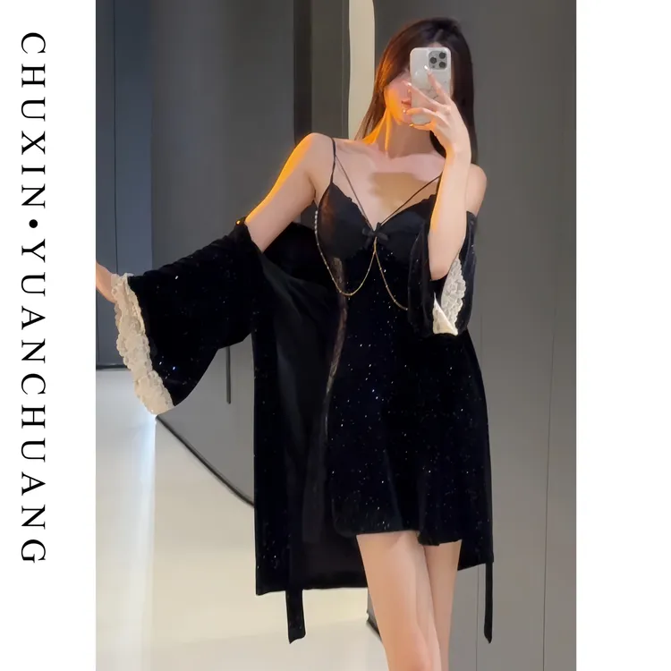 【耀黑女王】吊带睡衣女爆款2025新款女大性感高级感纯欲风睡裙