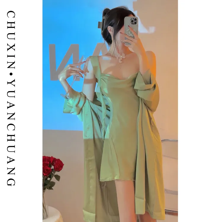 【绿竹青涟】吊带睡衣女爆款2025新款女大性感高级感纯欲风睡裙夏款