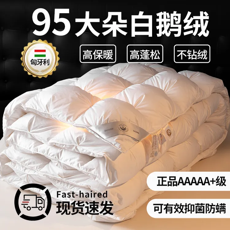 匈牙利羽绒被95白鹅绒防螨秋冬被五星级酒店单人加厚保暖春秋被子