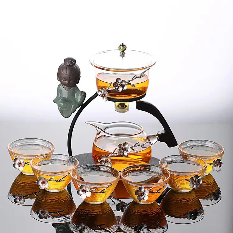 长虹茶器/云锦款玻璃懒人茶具全半自动泡茶器家用耐热全自动